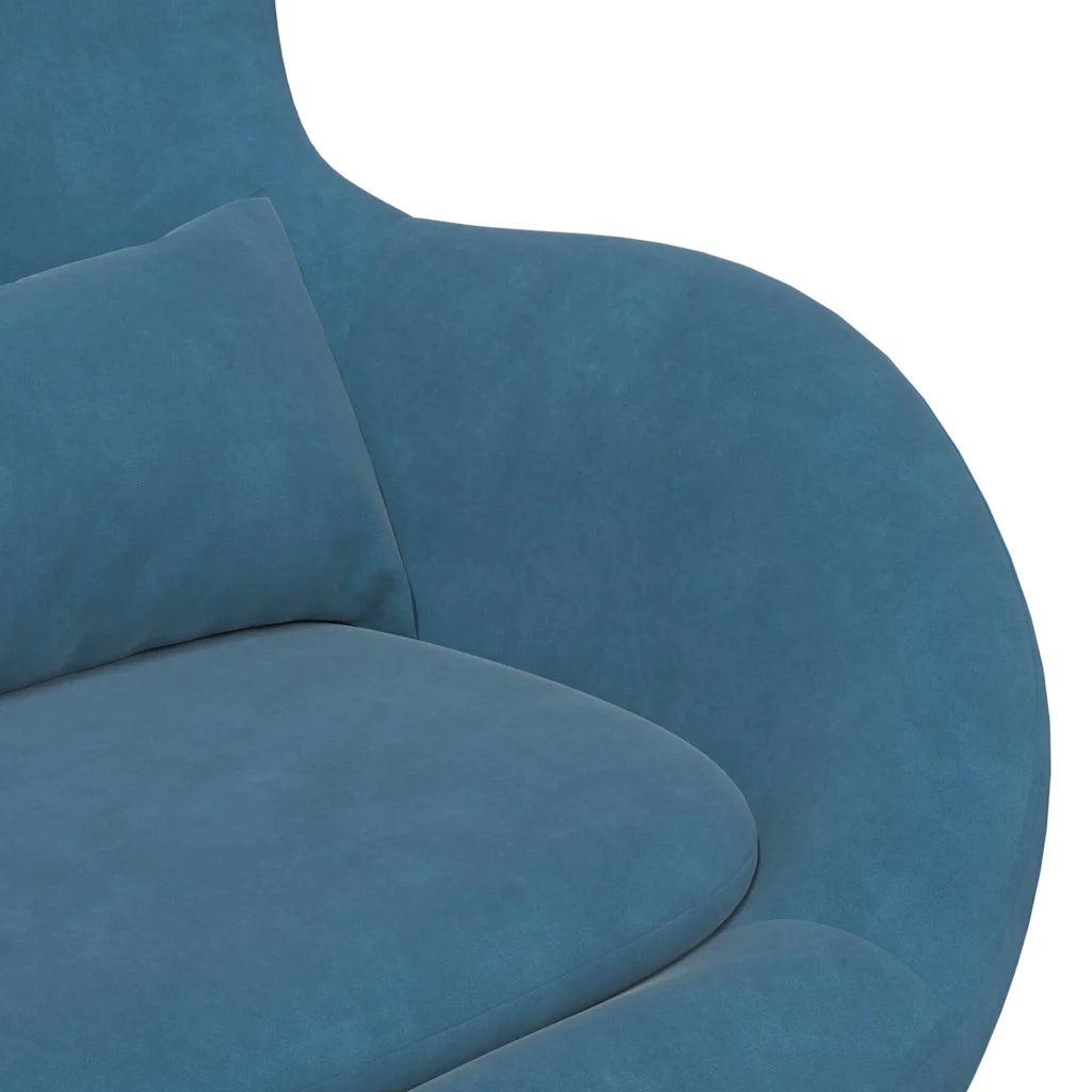 Poltrona | Sedia Egg con Pouf with Footstool Blu Velluto