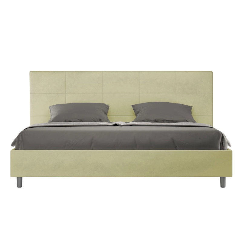 Letto imbottito Matrimoniale 190x200 cm Mika - Contenitore,Microfibra,Tè verde