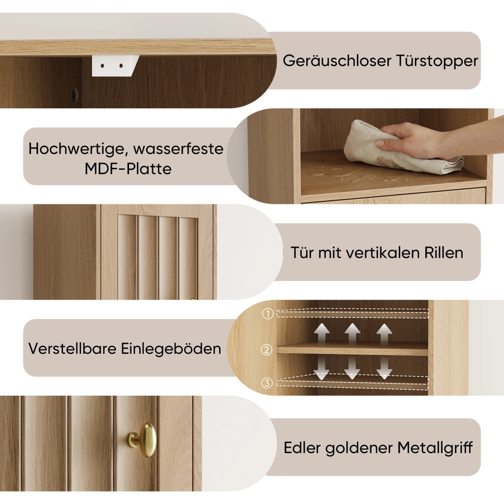 ARMADIO Alto 32x30x169 cm MDF Rovere con ante e ripiani aperti