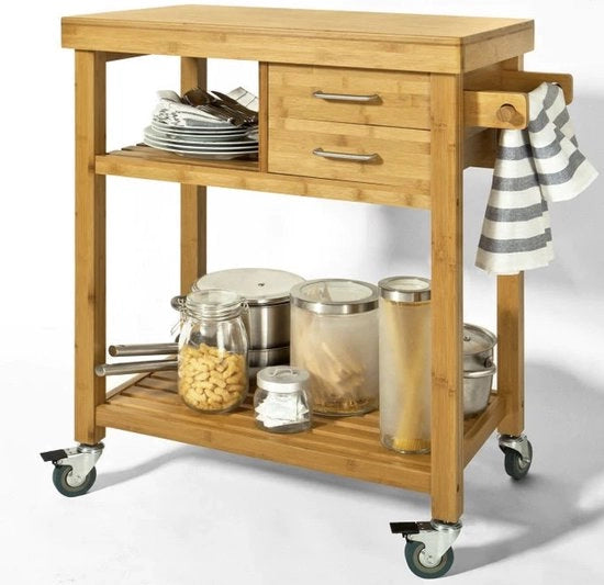 Carrello da cucina a 2 livelli - Spazio di stoccaggio - Vassoio da servire - 73 x 45 x 92 cm