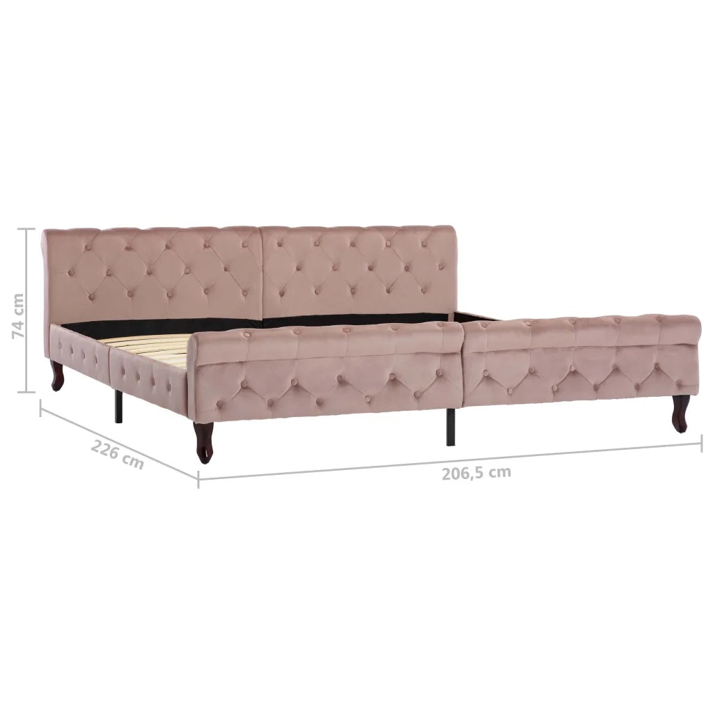Giroletto-Struttura Letto Rosa in Velluto 200x200 cm