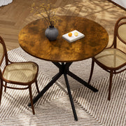 Tavolo da pranzo rotondo per 1 a 4 persone con gambe regolabili, retrò, per cucina, marrone e nero, 90 × 90 × 78 cm