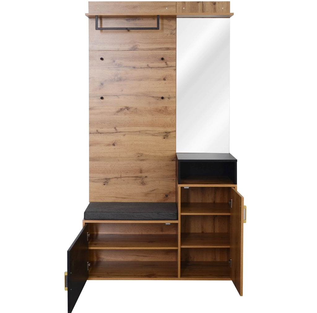 Set da ingresso 2 pezzi con scarpiera, specchio e panca