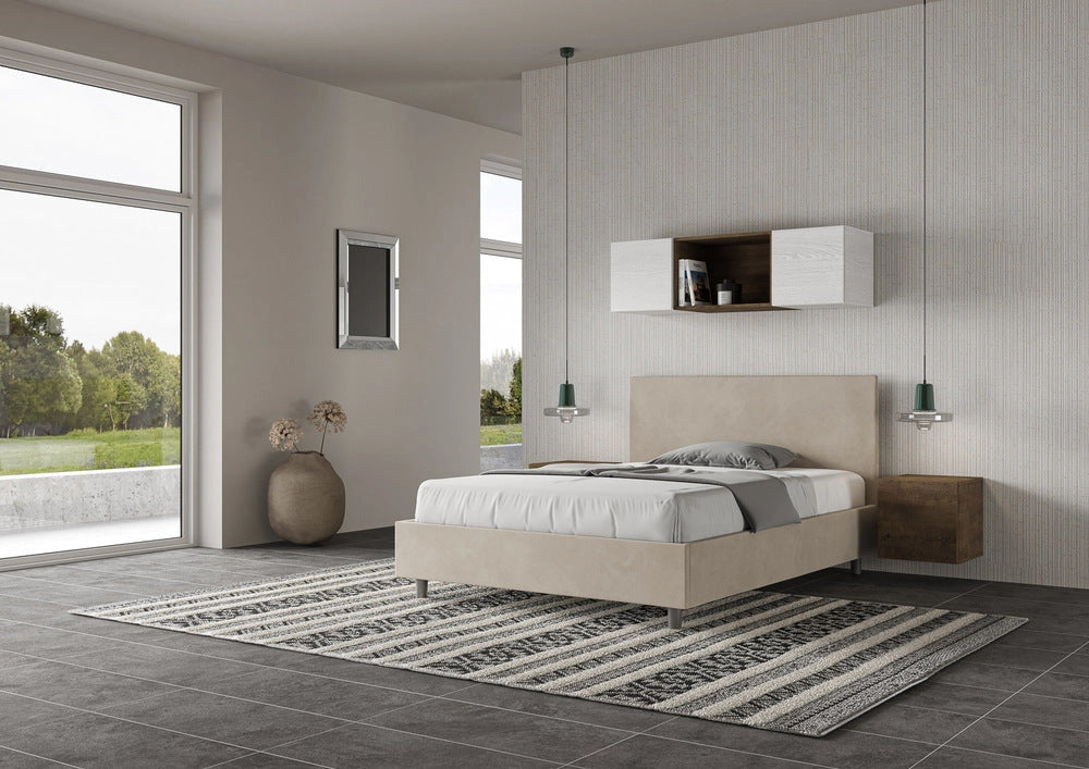 Letto Matrimoniale Extra Large 200x210 cm con Rete Adele Sabbia