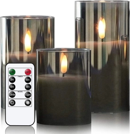 Set di candele elettriche - 3 pezzi - candele di Natale - con telecomando - candele con luce movibile - funzionanti a batterie