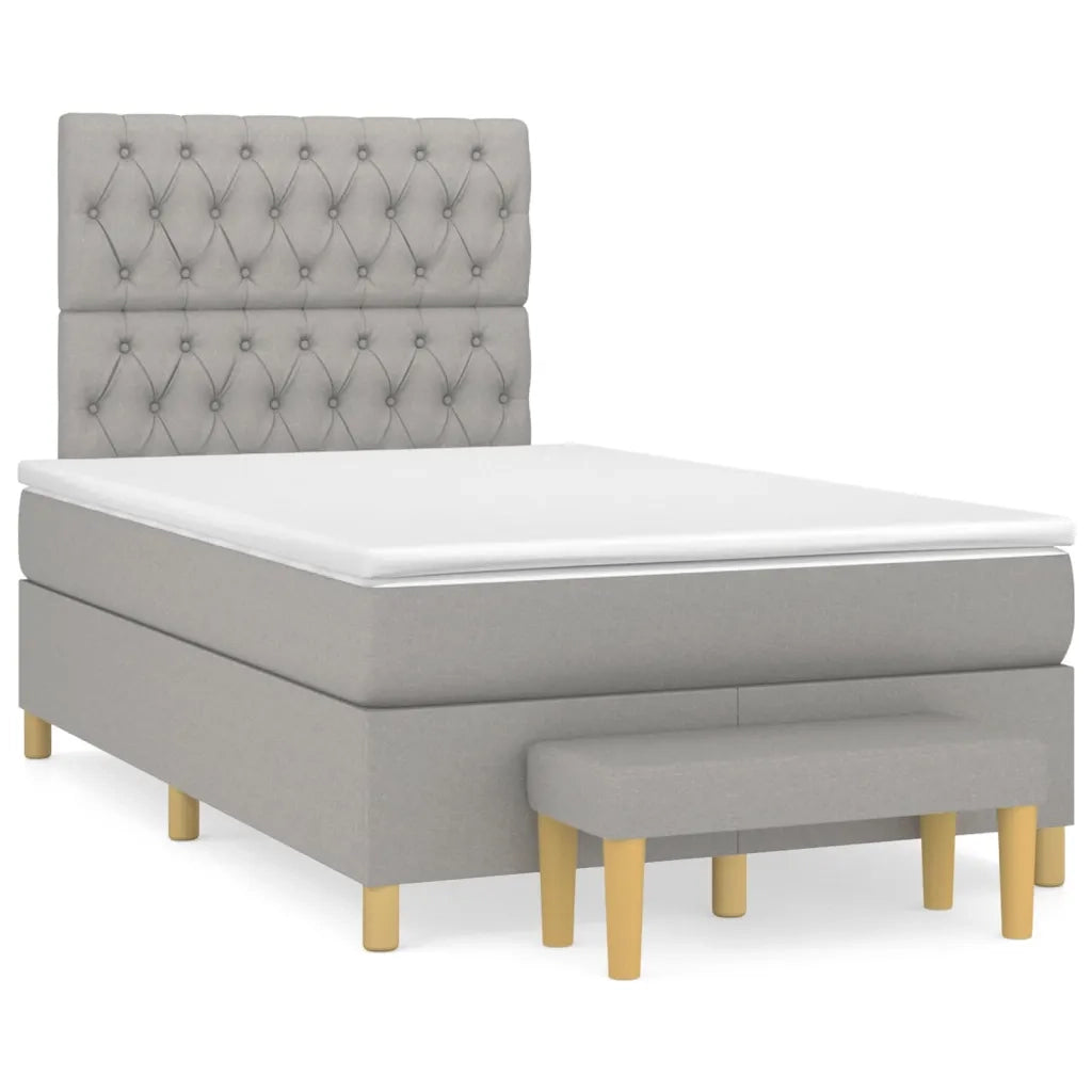 Giroletto a Molle con Materasso Grigio Chiaro 120x200cm Tessuto 3137381