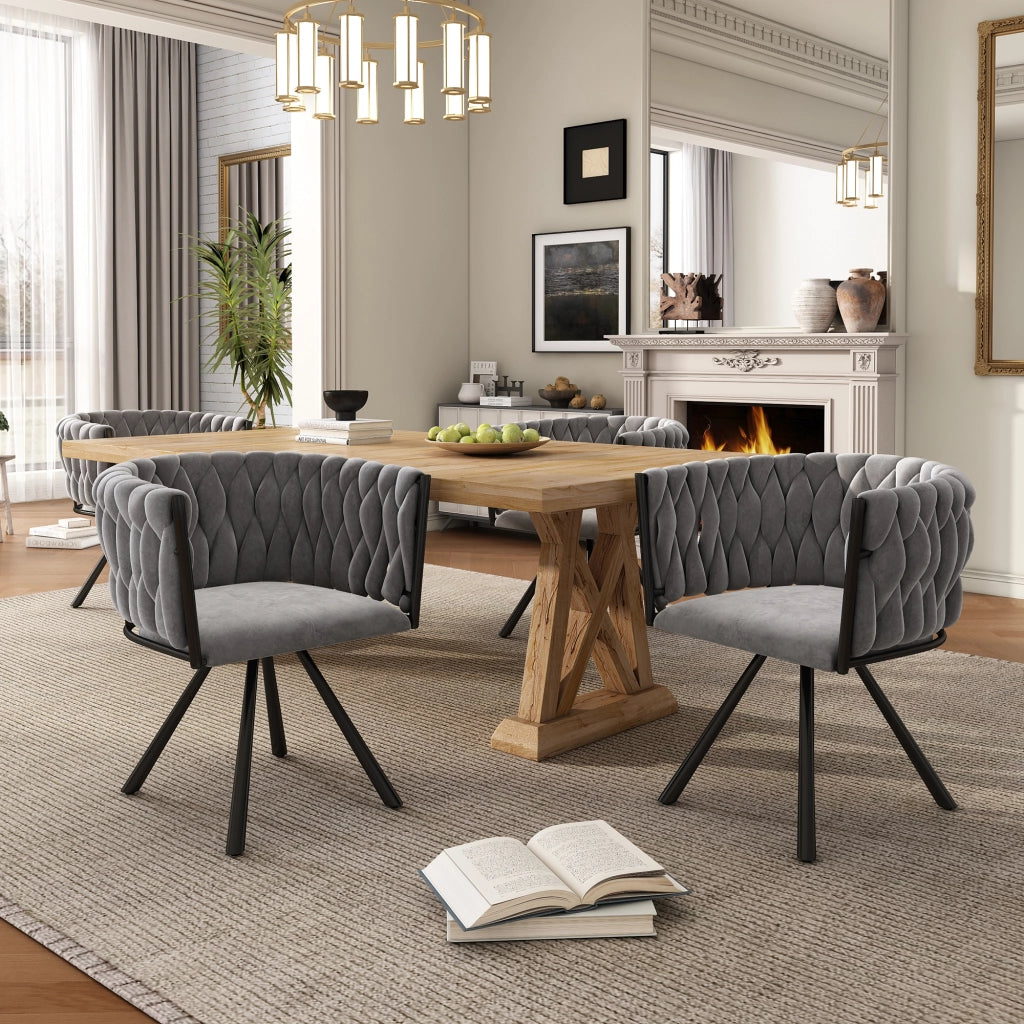 SEDIE Girevoli in Velluto Grigio Set da 2 con Struttura in Metallo