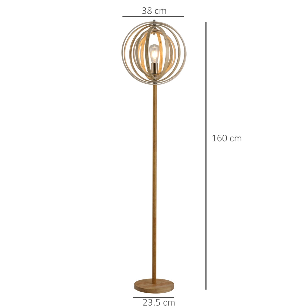 Lampada da terra moderna in legno e ferro con paralume ad anelli regolabili per soggiorno e camera attacco E27 Ф38 x 160 cm