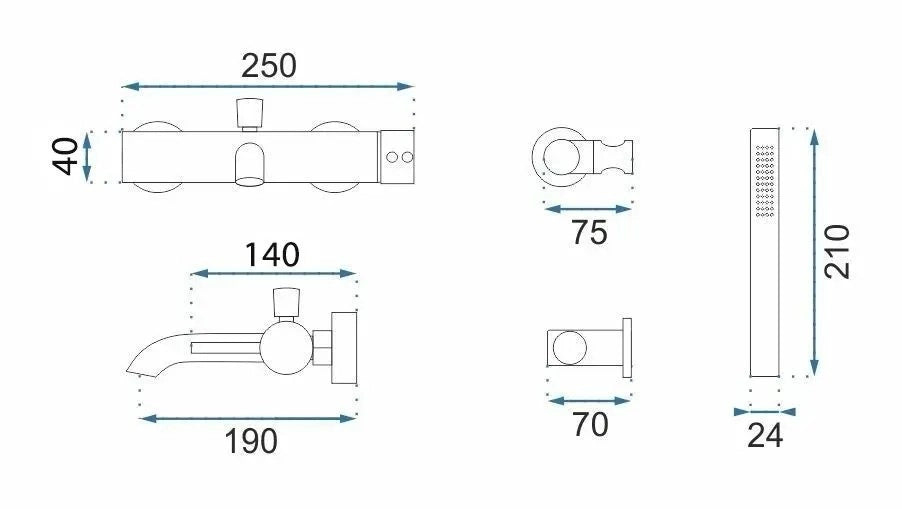 Rubinetto Da Vasca Rea Lungo Grip Brush Gold