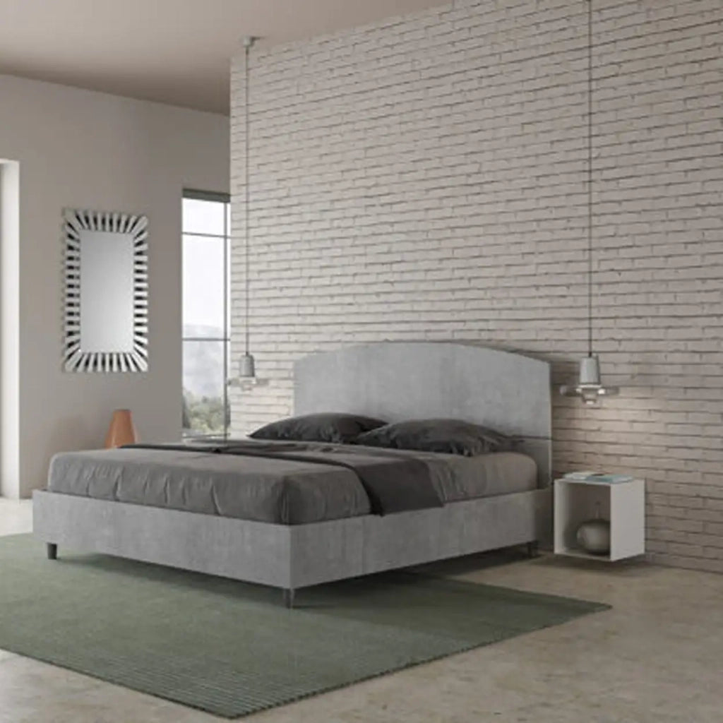 Letto matrimoniale contenitore 160x190 cemento Dora