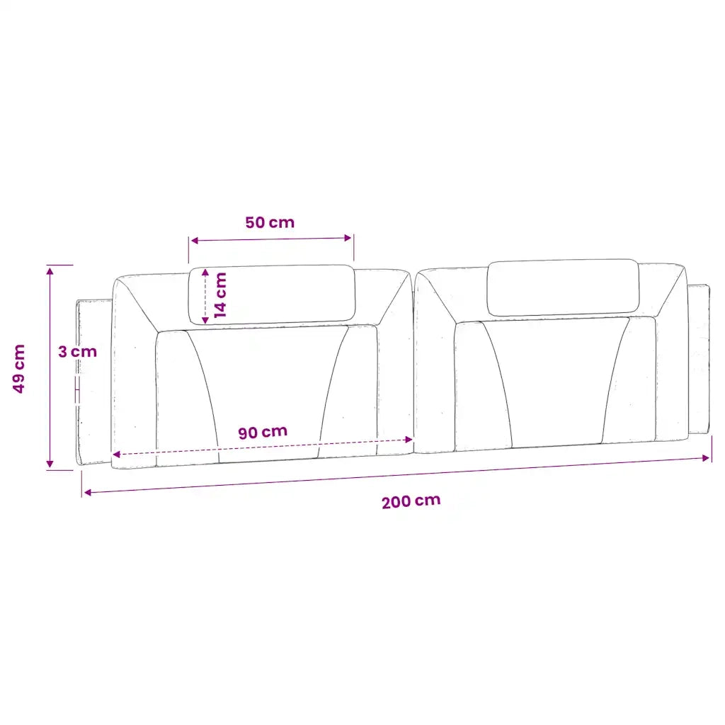 Cuscino Testiera Viana Grigio 200 cm in Similpelle CFW9110380