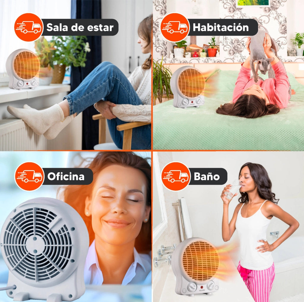 Termoventilatore elettrico 2000W con termostato regolabile, 2 livelli potenza e funzione ventilazione per riscaldamento rapido - Sogo