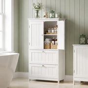 Mobile alto bagno ULEVR con 2 ante, 2 cassetti e ripiano regolabile, MDF bianco, profondit¨¤ 30 cm
