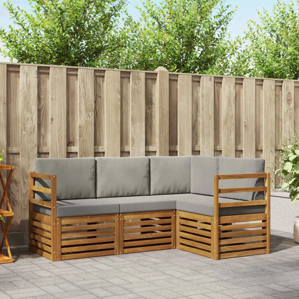 Set divani con cuscino 4 pcs Grigio Naturale e Chiaro 3374711