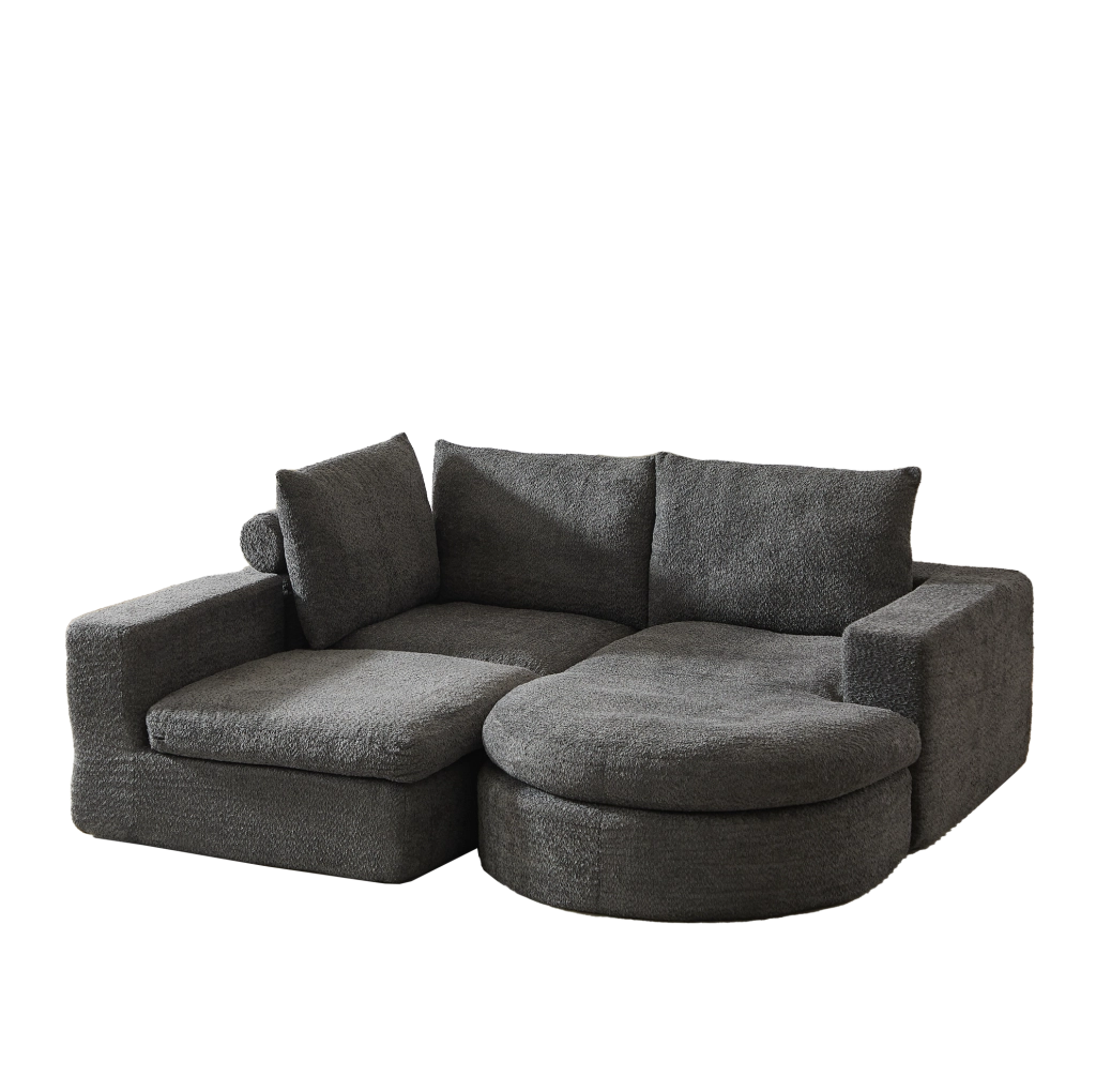 Divano modulare con chaise longue reversibile 250x160 cm in ciniglia grigio HOMVRA