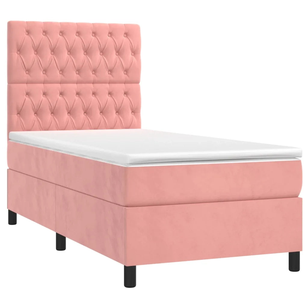 Giroletto a Molle con Materasso Rosa 100x200 cm in Velluto 3143192