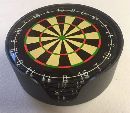 Onderzetters per Dartbord, 6 pezzi, vetro, quadrato, nero