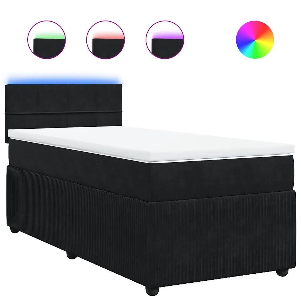 Giroletto a Molle con Materasso-Struttura Letto Nero 80x200 cm in Velluto 570480