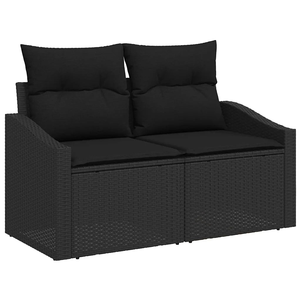 Set Divano da Giardino con archiviazione 9 pcs Nero Poly Rattan