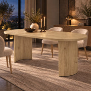 Tavolo da Pranzo 200x90 cm 6-8 Posti LEMONMAX; Piano MDF 28 mm con Angoli Arrotondati; Gambe Curve; Finitura Effetto Rovere; Portata 60 kg