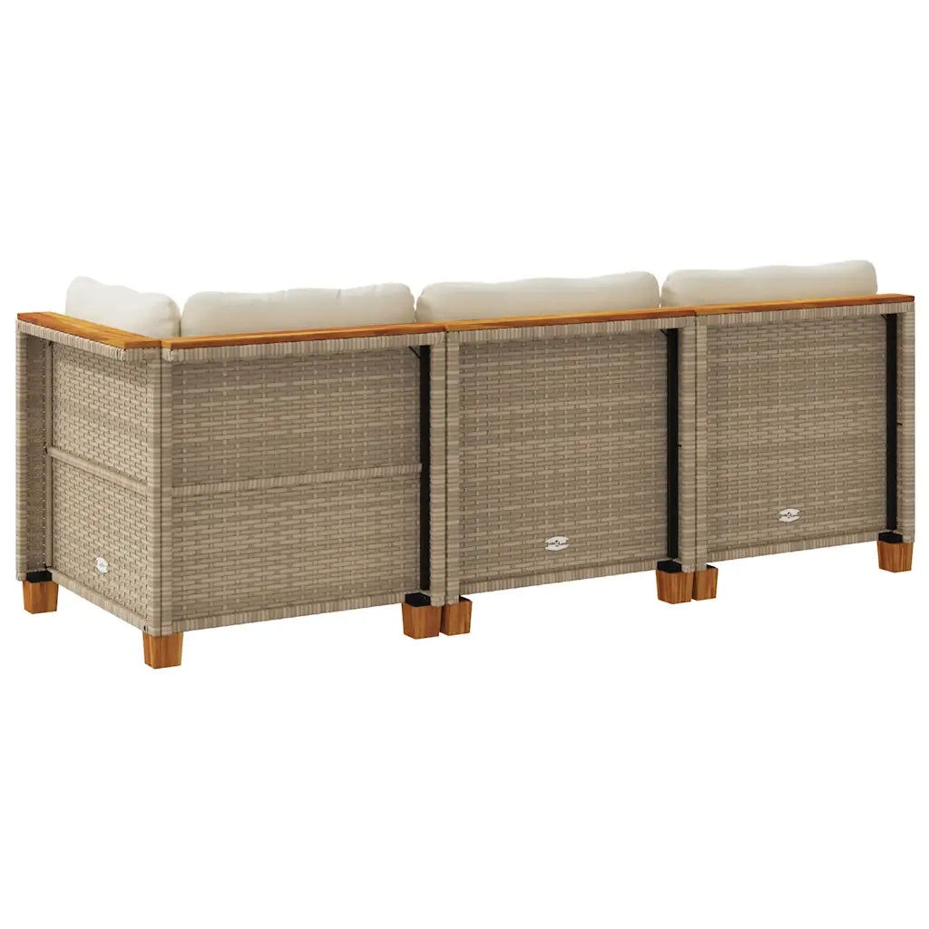 Divano da Giardino con Cuscini a 3 Posti-Sofa da Giardino-Divano da esterno Beige in Polyrattan 982455