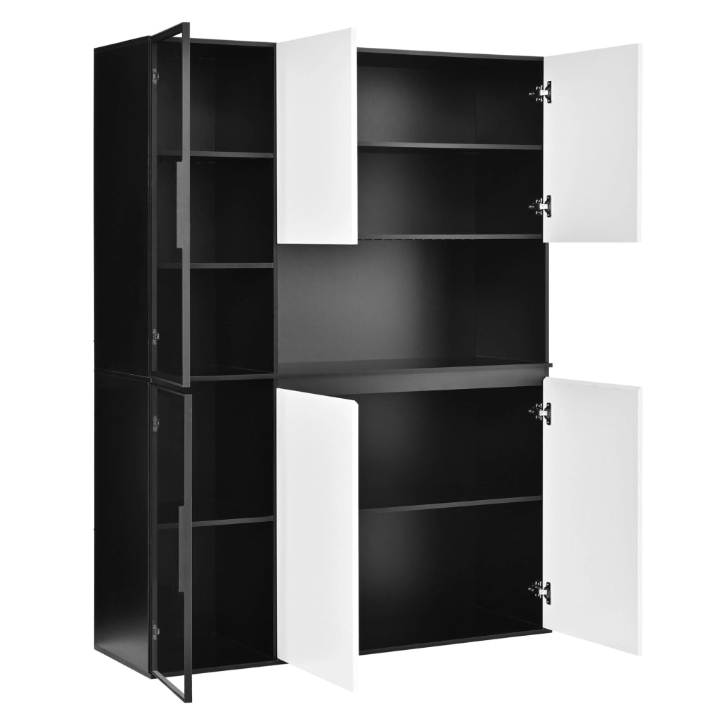 Vetrina alta 120x40x160 cm con LED regolabili in MDF bianco e nero