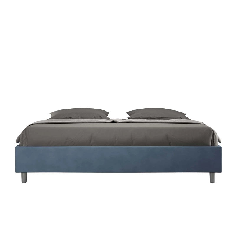 Letto imbottito Matrimoniale 180x190 cm Azelia - Senza rete,Microfibra,Blu