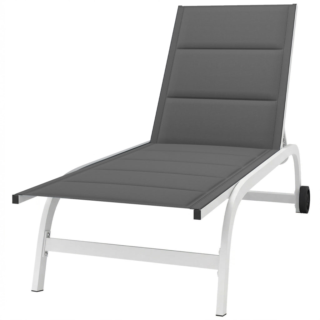 Lettino da Giardino con Ruote ¨C Minimal ¨C Texteline Grigio Scuro e Bianco