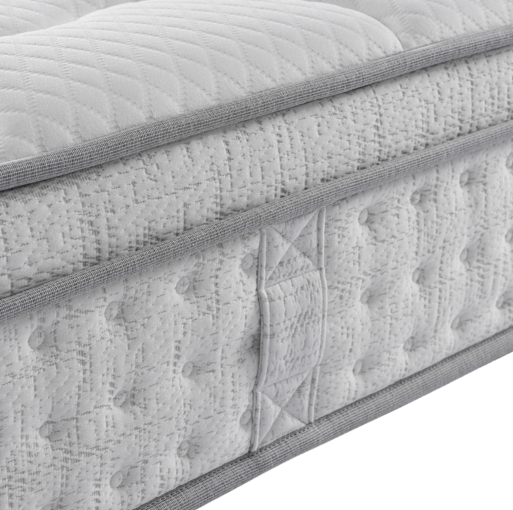 Materasso 140x200 cm H3 a 7 zone con molle insacchettate e schiuma fredda, rivestimento bianco