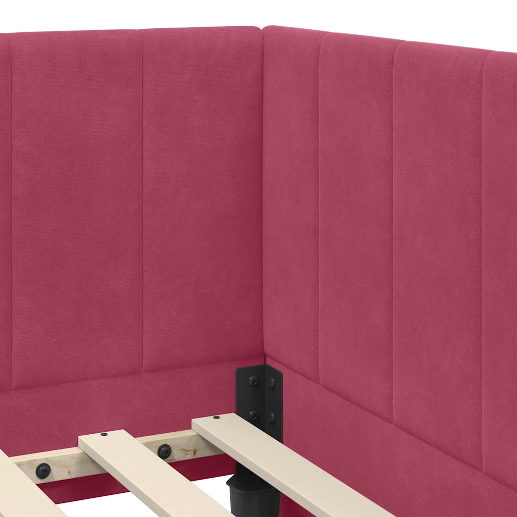 Letto singolo | Letto per adulti | Struttura Letto Angolare con Materasso 2 pcs Verde Velluto