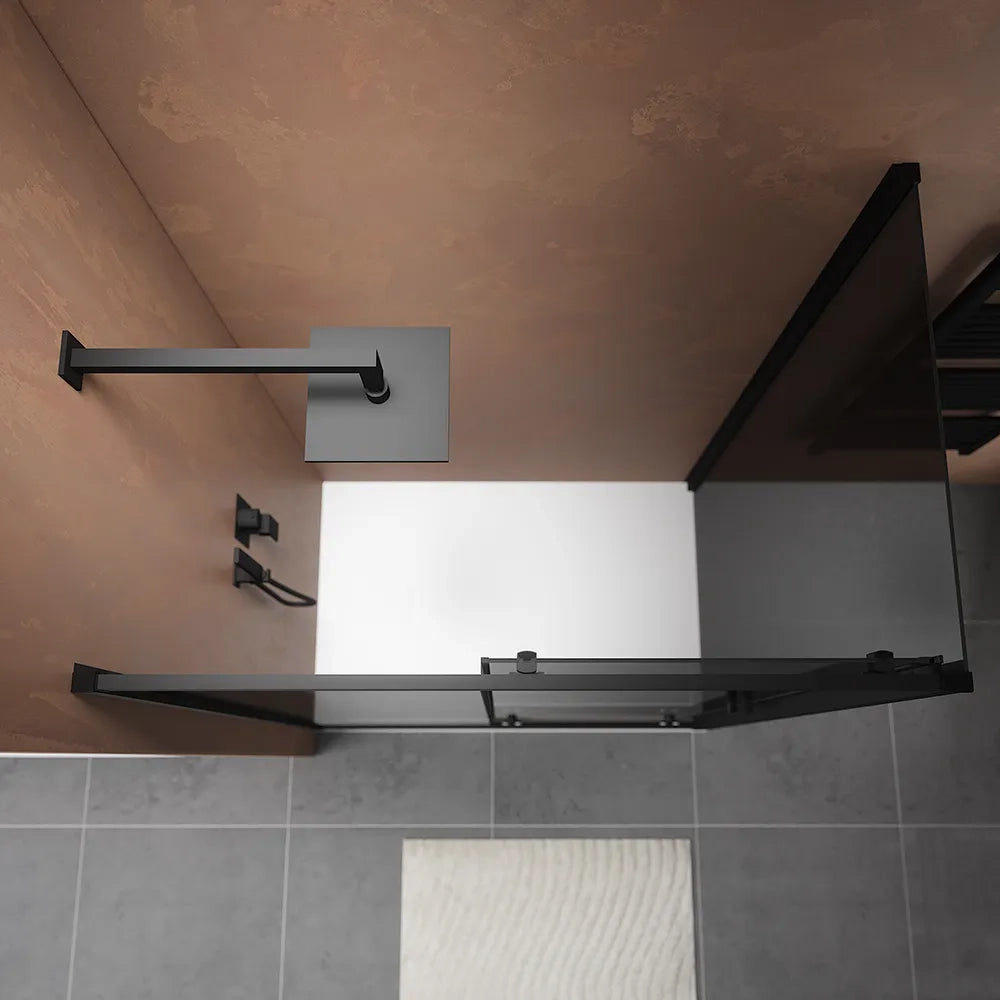 Box doccia 110x80 cm  scorrevole vetro 6mm fumè profili nero opaco h185 | Tonga