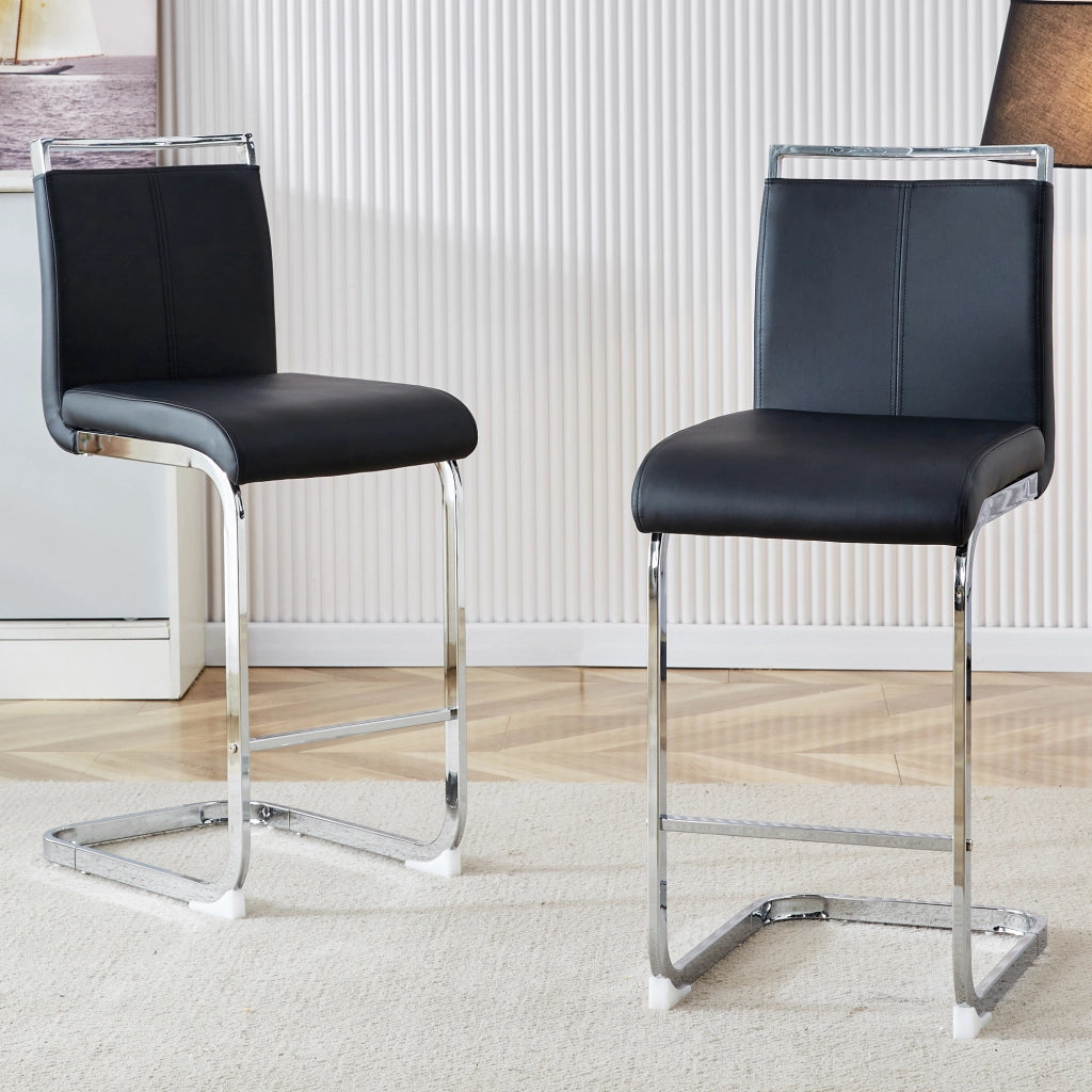 SGABELLO ALTO Set da 2 pezzi 96,5 cm PU Nero e Argento