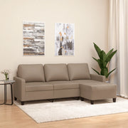Divano a 3 Posti con Poggiapiedi-Sofa 3 Posti con Poggiapiedi Cappuccino 180cm in Similpelle 916560