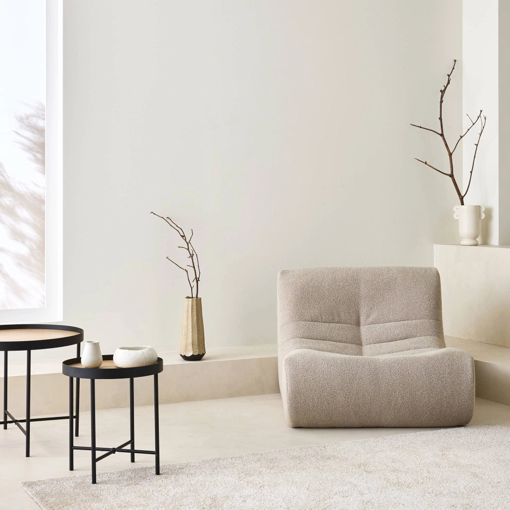 Modulo per divano modulare senza braccioli in bouclé, 1 posto, beige
