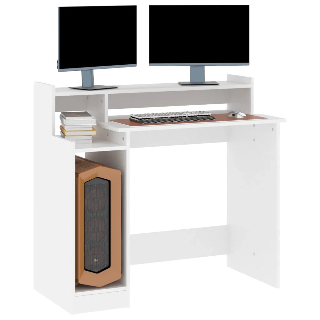 Scrivania con Luci LED-Scrivanie per ufficio e studio Bianca 97x45x90 cm in Legno Multistrato