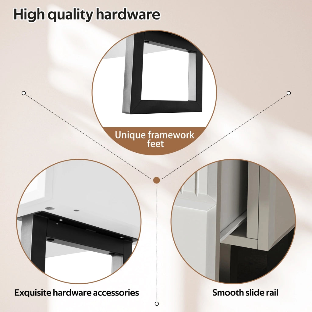 Mobile TV con cassetti; gambe in ferro e piano lucido in MDF e pannello truciolare nero e bianco 170 × 35 × 47 cm