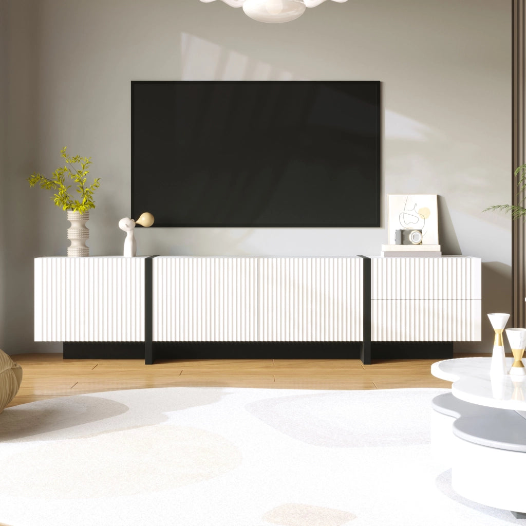 MOBILE TV 190x35x45 cm con 3 ante e 2 cassetti Bianco e Nero