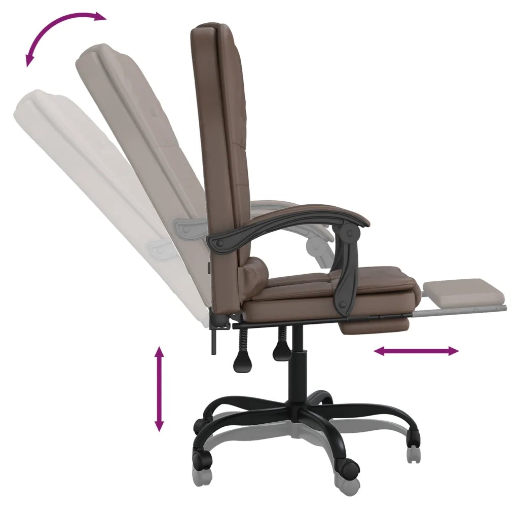 Poltrona da Ufficio Massaggiante | Sedia Relax Reclinabile marrone Similpelle