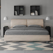 Letto imbottito Matrimoniale 180x190 cm Mados - Contenitore,Microfibra,Sabbia