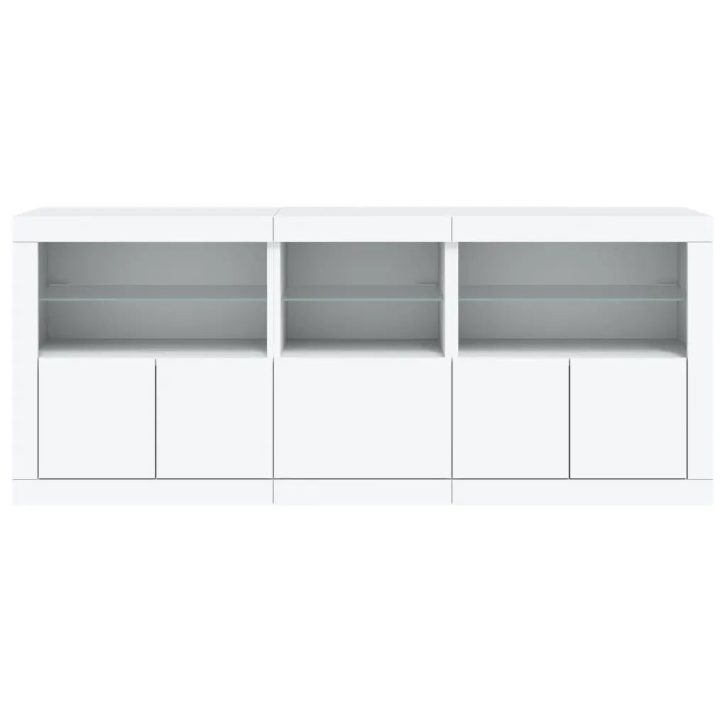 Credenza | Madia | Buffet da pranzo | Armadio da pranzo con Luci LED Bianca 162x37x67 cm