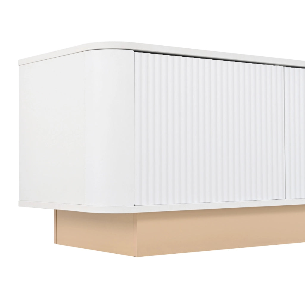 Mobile TV 200x40x47,5 cm a 4 ante in MDF bianco con ripiani regolabili