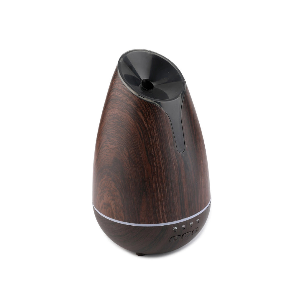 Diffusore di Aromi 120 ml con Luce LED 7 Colori e Timer fino a 6 Ore, Umidificatore per Ambienti, Design Effetto Legno Scuro, Alimentazione USB/240V