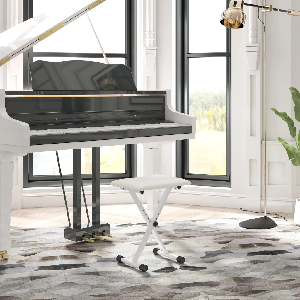 Sgabello da Pianoforte Regolabile Pieghevole ¨C Minimal ¨C 39x29x37-47 cm Bianco