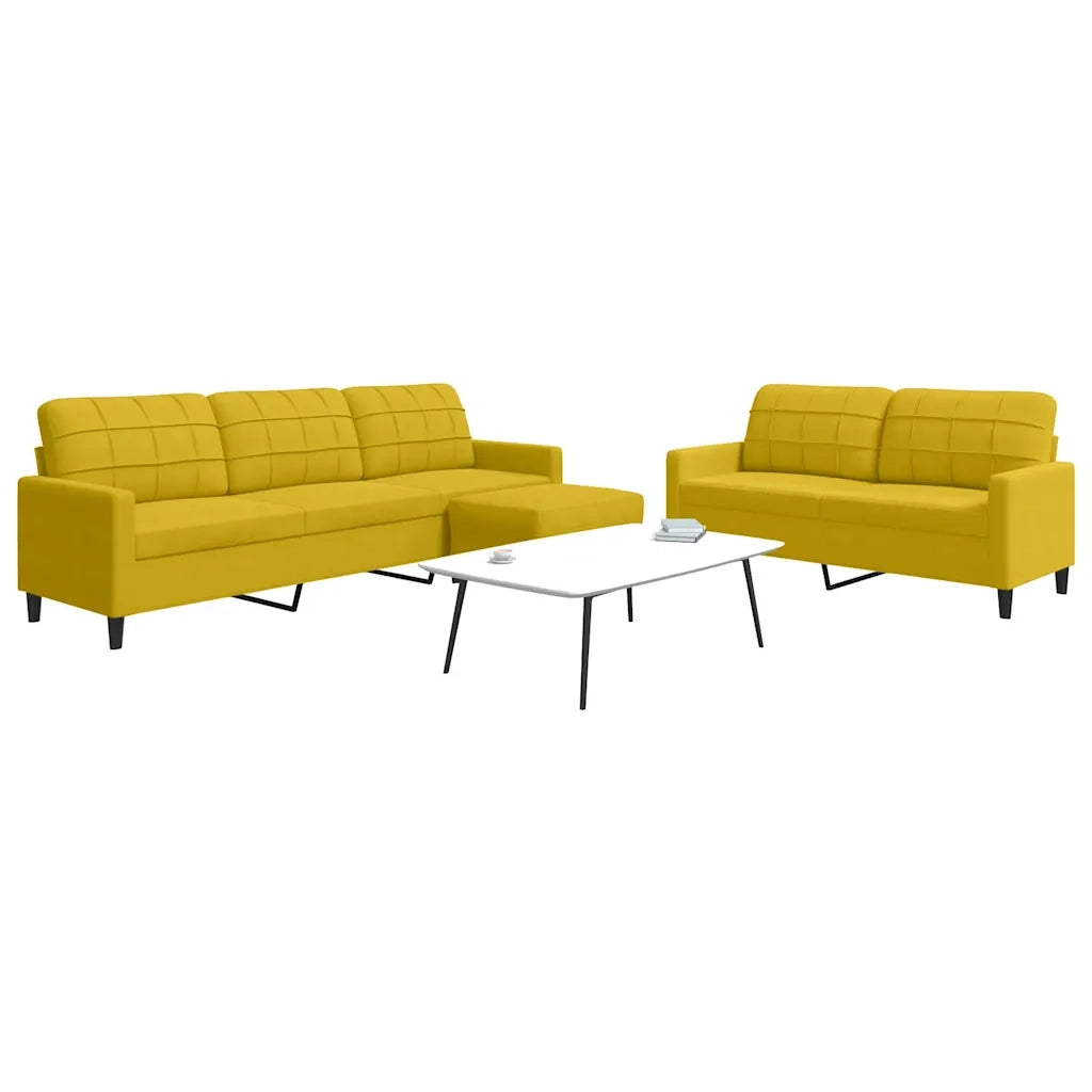 Set di Divani 3 pz con Cuscini giallo in Velluto