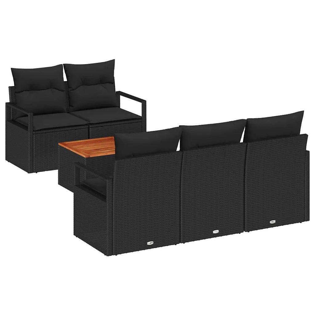Set Divano da Giardino con archiviazione 6 pcs Nero polyrattan 3356315