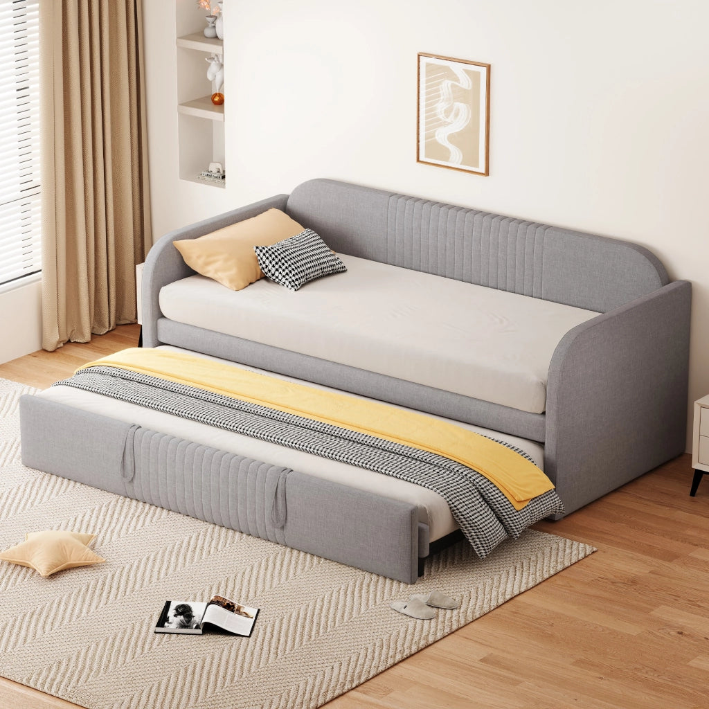 letto imbottito lino grigio chiaro 90 x 190 cm