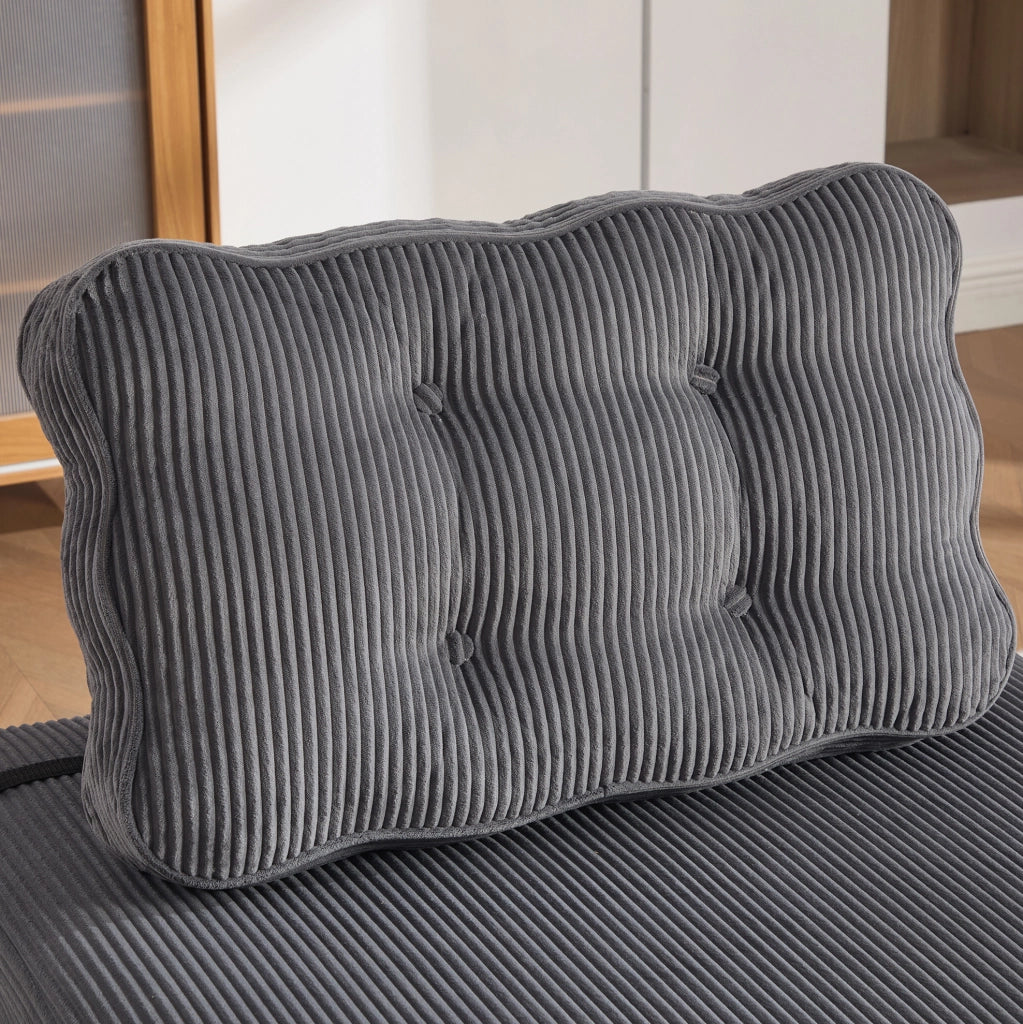 Poltrona letto pieghevole 90x170 cm in velluto a coste grigio scuro