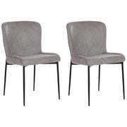 Set di 2 sedie da pranzo in tessuto poliestere con texture a maglia grigio scuro soggiorno e camera da letto