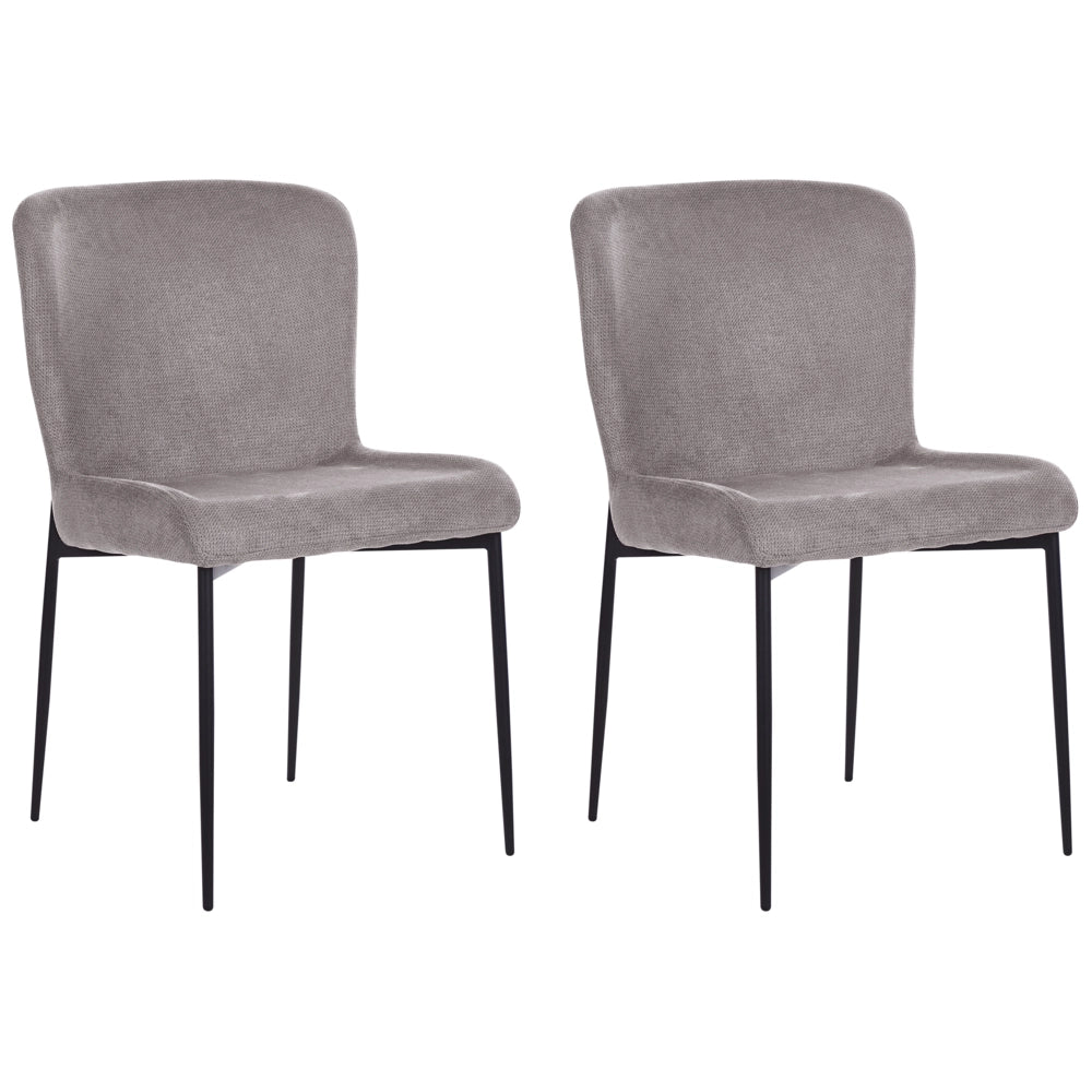 Set di 2 sedie da pranzo in tessuto poliestere con texture a maglia grigio scuro soggiorno e camera da letto