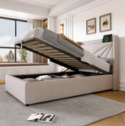 Letto singolo 90x200 con contenitore, testiera con USB e USB-C